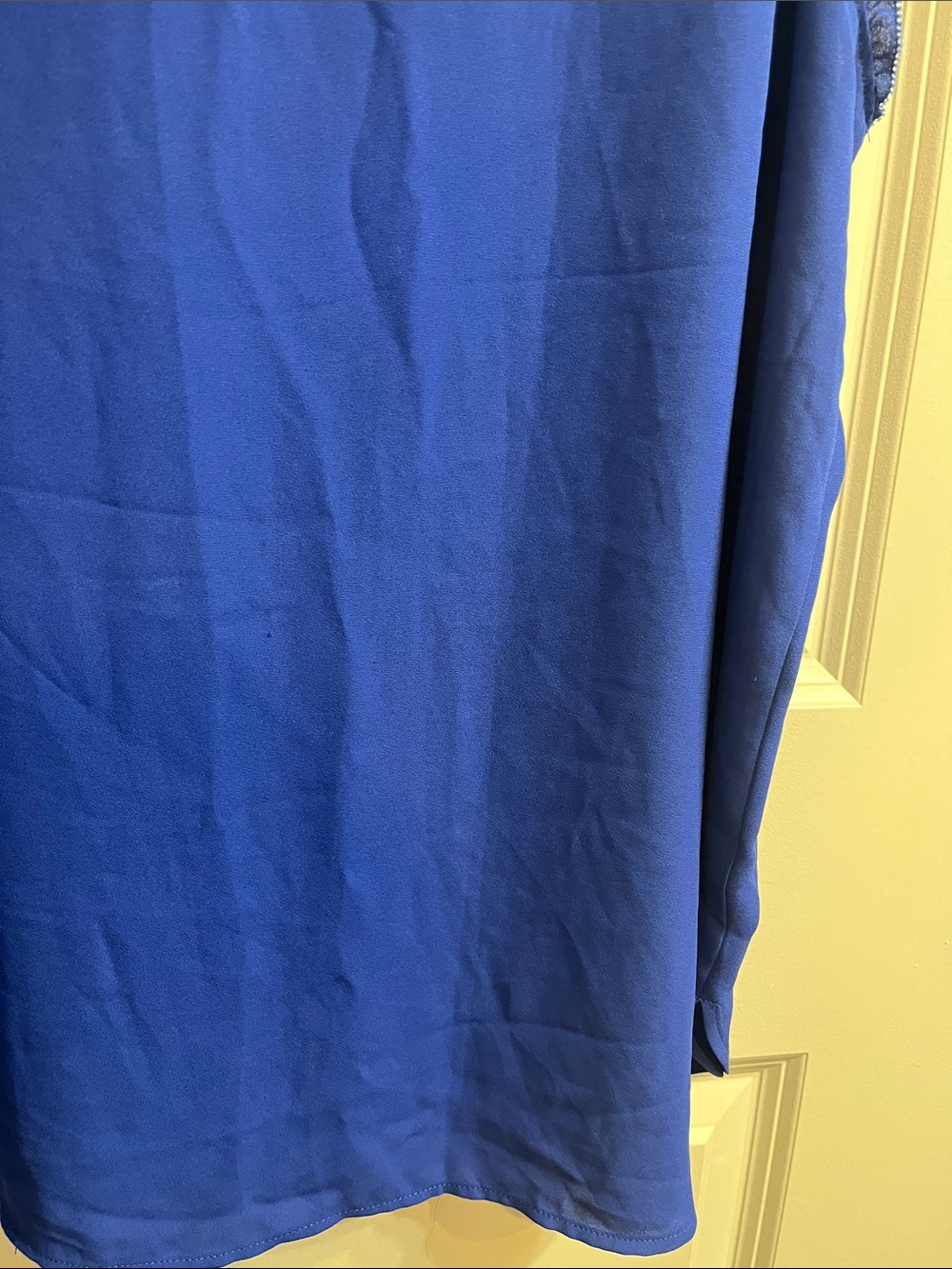 LOFT Cobalt Tie-Neck Flutter Sleeve Blouse - Picture 13 of 13